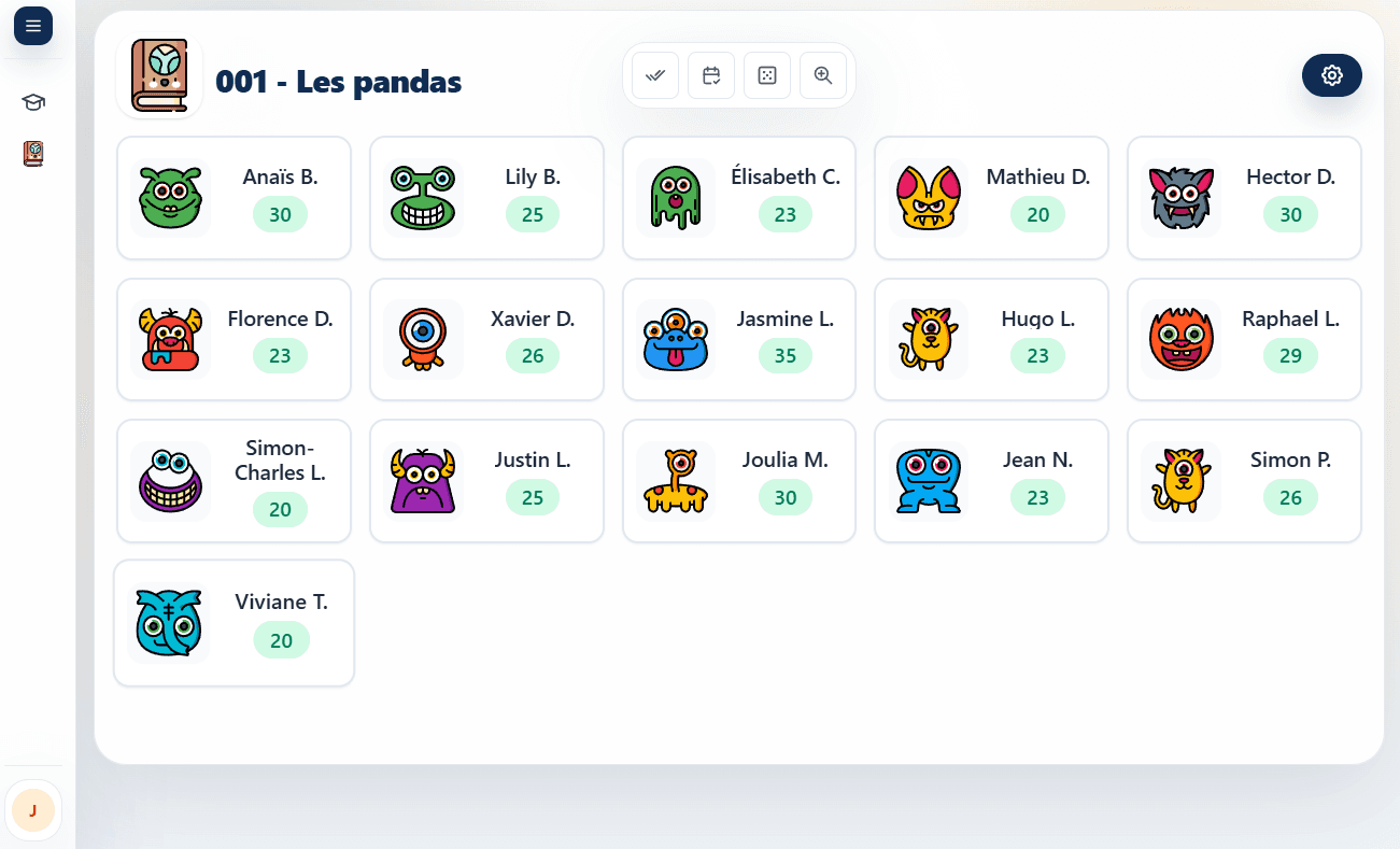 Vue du tableau de classe